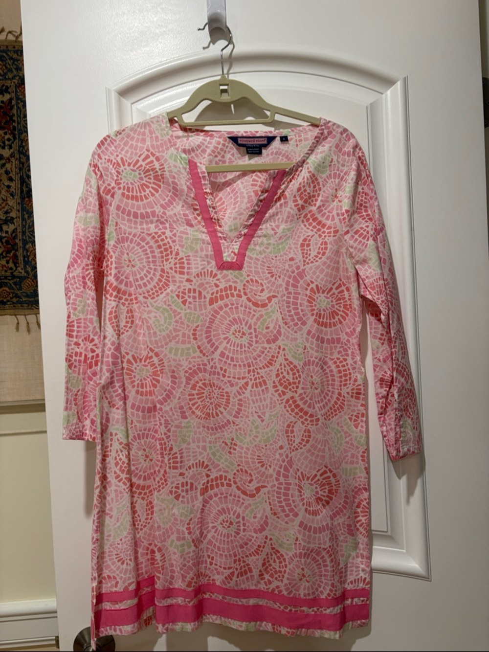 Vineyard Vines Pink Floral Mosaic Tunic